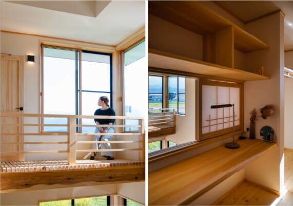 画像：新日本建設の西条喜多川モデルハウス「楼」の2階キャットウォーク・書斎