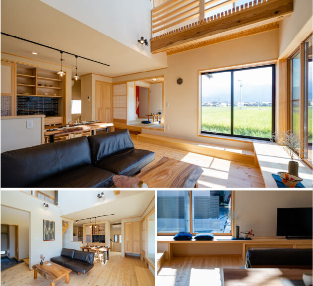 画像：新日本建設の西条喜多川モデルハウス「楼」のリビング